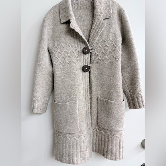 NATC Sweaters - Handmade Beige Knit Women Coat